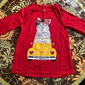FADED GLORY Girls Kitty Print Shirt Sz:5